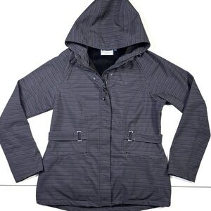 Mountain Warehouse Jacket Women’s 14 Grey Full Zip Hooded Striped Outdoor